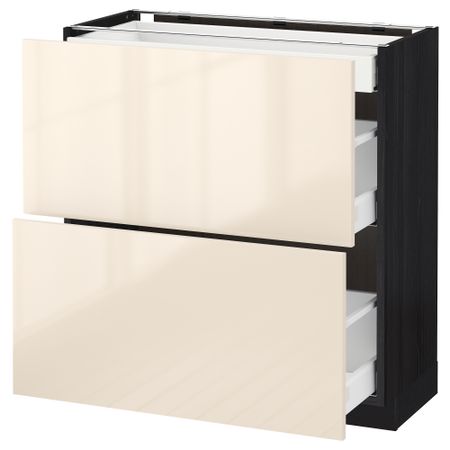 Напольный шкаф, 2 фасада, 3 ящика МЕТОД / МАКСИМЕРА, черный, Рингульт кремовый