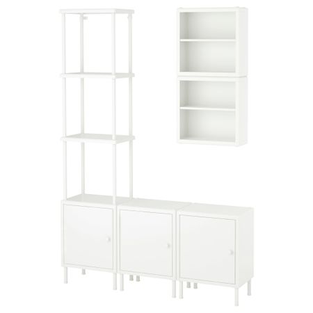 Стеллаж с 3 шкафчиками ДИНАМ, белый (120x27x54-174 см)