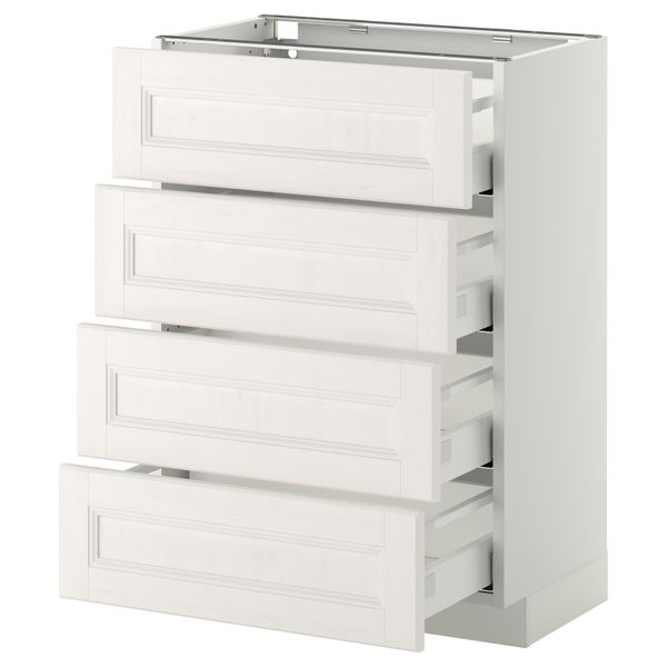 Напольный шкаф 4 фронтальных панели, 4 ящика МЕТОД / МАКСИМЕРА, белый, Лаксарби белый - схема-чертеж с размерами