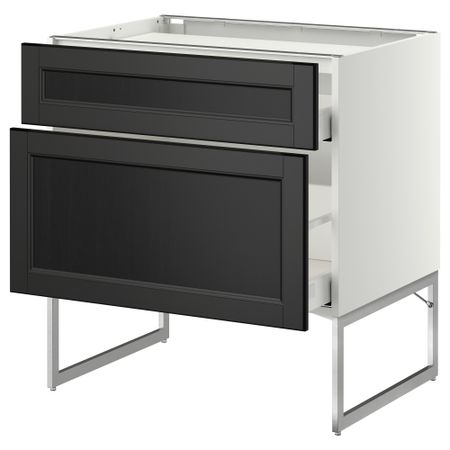 Напольный шкаф, 2 фронтальных панели, 3 ящика МЕТОД / МАКСИМЕРА, белый, Лаксарби черно-коричневый