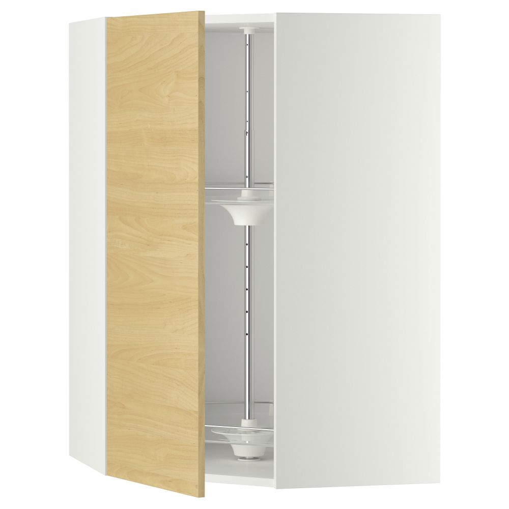 Угловой навесной шкаф с вращающейся секцией МЕТОД, белый, Тингсрид береза - схема-чертеж с размерами