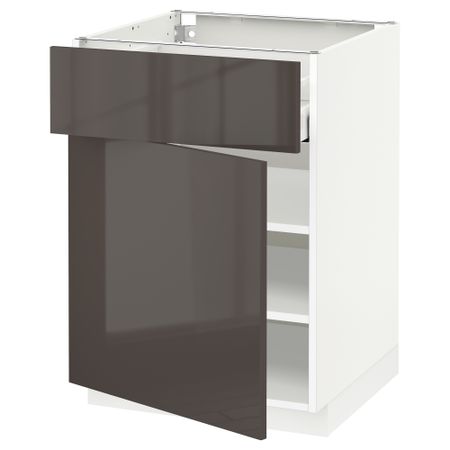Напольный шкаф с ящиком, дверью МЕТОД / МАКСИМЕРА, белый, Рингульт серый