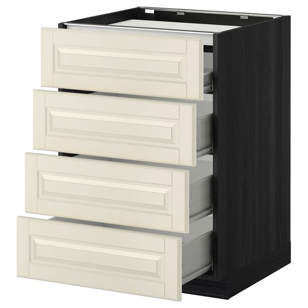 Напольный шкаф, 4 фронтальных панели, 4 ящика МЕТОД / ФОРВАРА, черный, Будбин белый с оттенком - фото 1