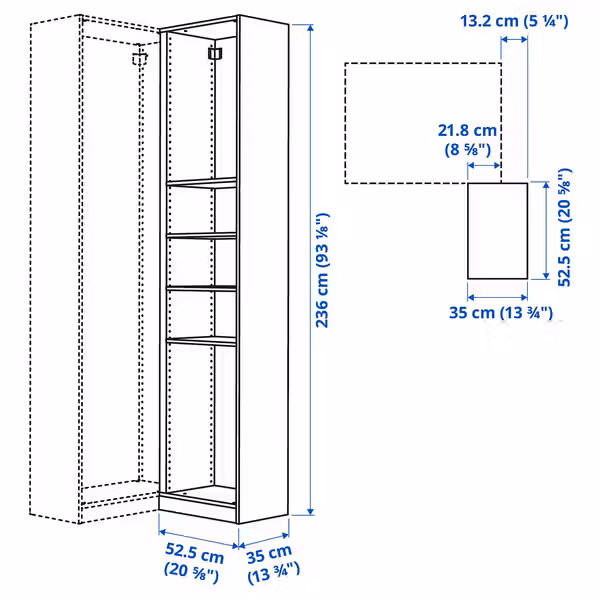 PAX Доп угл модуль д/гардероба/4 полки - темно-серый 53x35x236 см - фото 3