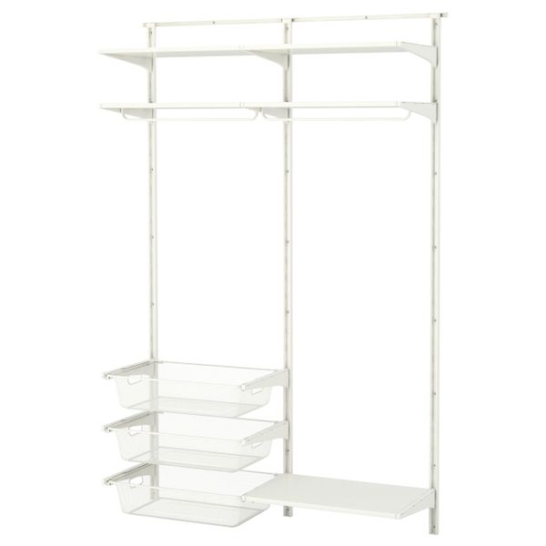 Настенная шина, полки/штанга, белый 132x41x199 см IKEA АЛЬГОТ 592.762.47 - фото 2