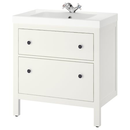 Шкаф для раковины с 2 ящиками ХЕМНЭС / ОДЕНСВИК, белый (83x49x89 см)