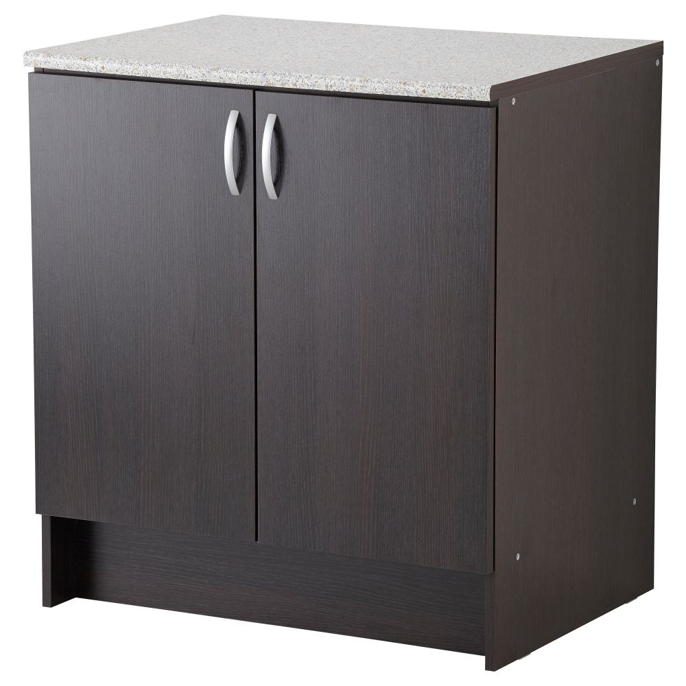 Напольный шкаф с дверьми АЛЬБРУ, черно-коричневый (80x89 см) - фото 1