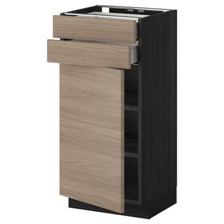 Напольный шкаф с дверцей, 2 ящиками МЕТОД / МАКСИМЕРА, черный, Брокхульт светло-серый