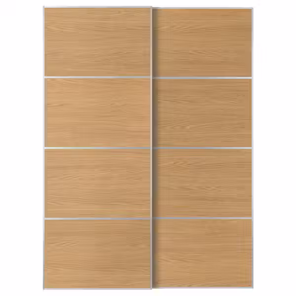 MEHAMN Пара раздвижных дверей - алюминий/двусторонний под дуб 150x201 см - фото 1