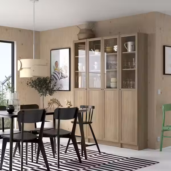 BILLY / OXBERG Стеллаж + глухие/стеклянные дверцы - под дуб 160x202 см - фото 4