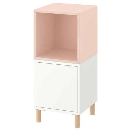 Комбинация шкафов с ножками, белый бледно-розовый/дерево 35x35x80 см IKEA EKET ЭКЕТ 694.436.13