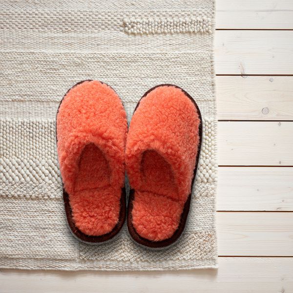 Тапочки, оранжевый-красный S/M IKEA FEGEN ФЕГЕН 705.183.96 - схема-чертеж с размерами