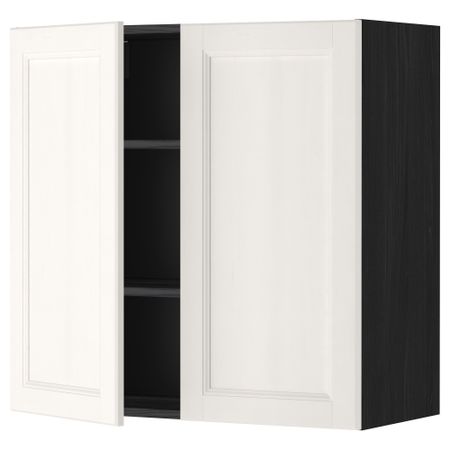 Навесной шкаф с полками, 2 дверцы МЕТОД, черный, Лаксарби белый