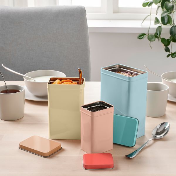 Набор емкостей, 3 штуки, бежевый синий-розовый IKEA VÅRFINT ВОРФИНТ 104.861.62 - фото 3