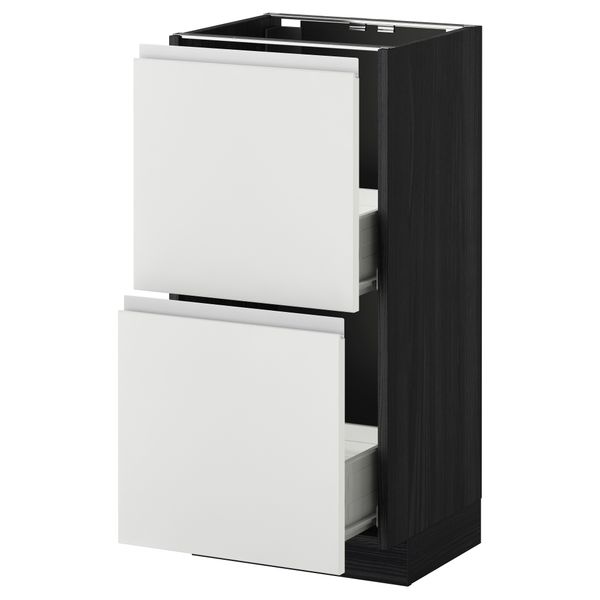 Напольный шкаф с 2 ящиками МЕТОД / ФОРВАРА, черный, Нодста белый - схема-чертеж с размерами