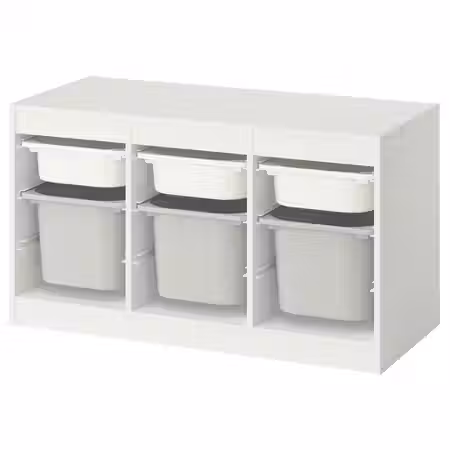 TROFAST Комбинация д/хранения+контейнеры - белый белый/серый 99x44x56 см
