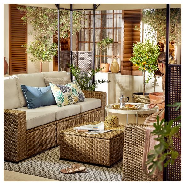 3-местный модульный диван, садовый, коричневый/ФРЁСЁН/ДУВХОЛЬМЕН бежевый 223x82x88 см IKEA SOLLERÖN СОЛЛЕРОН 392.524.88 - фото 2