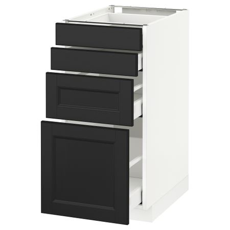Напольный шкаф 4 фронтальных панели, 4 ящика МЕТОД / МАКСИМЕРА, белый, Лаксарби черно-коричневый