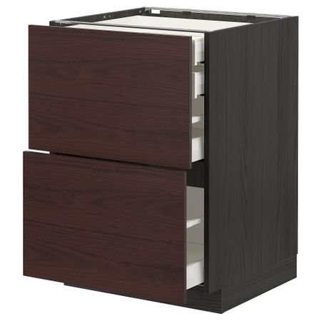 Напольный шкаф 2 фронтальных, 2 низких, 1 средний, 1 Высокий ящик, 60x60 cm IKEA METOD МЕТОД, MAXIMERA МАКСИМЕРА 293.339.04