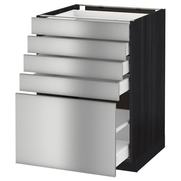 Напольный шкаф с 5 ящиками МЕТОД / МАКСИМЕРА, черный, Гревста нержавеющ сталь - схема-чертеж с размерами