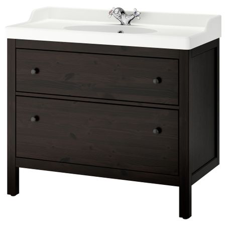 Шкаф для раковины с 2 ящиками ХЕМНЭС / РЭТТВИКЕН, морилка черно-коричнев (100x49x89 см)