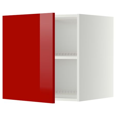 Верхний шкаф на холодильник, морозильник МЕТОД, белый, Рингульт красный