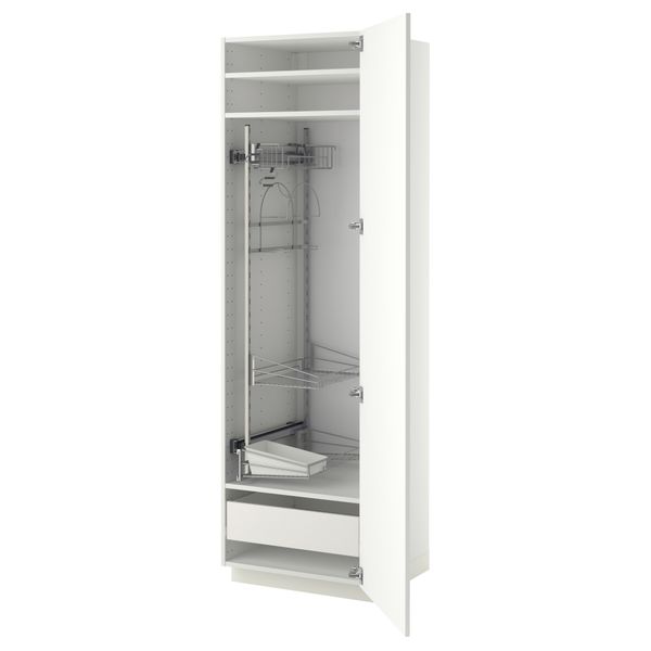 Высокий шкаф с отделением для аксессуаров, для уборки МЕТОД / ФОРВАРА, белый, Хэггеби белый - фото 1