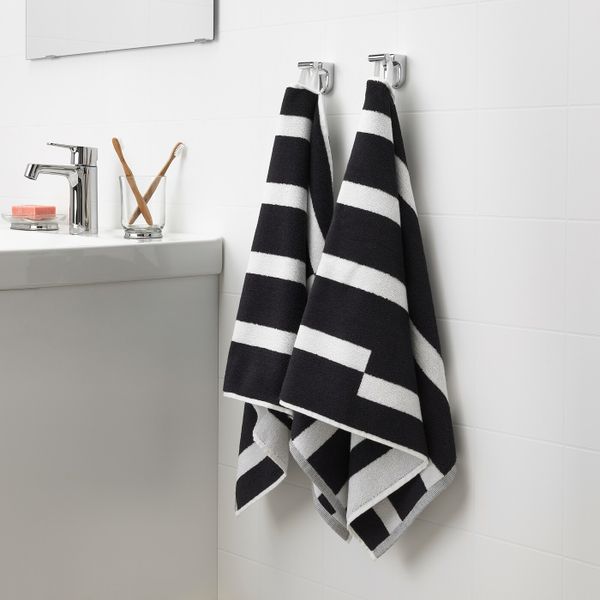 Полотенце, черный-белый 50x100 см IKEA KINNEN КИННЕН 604.393.33 - фото 2