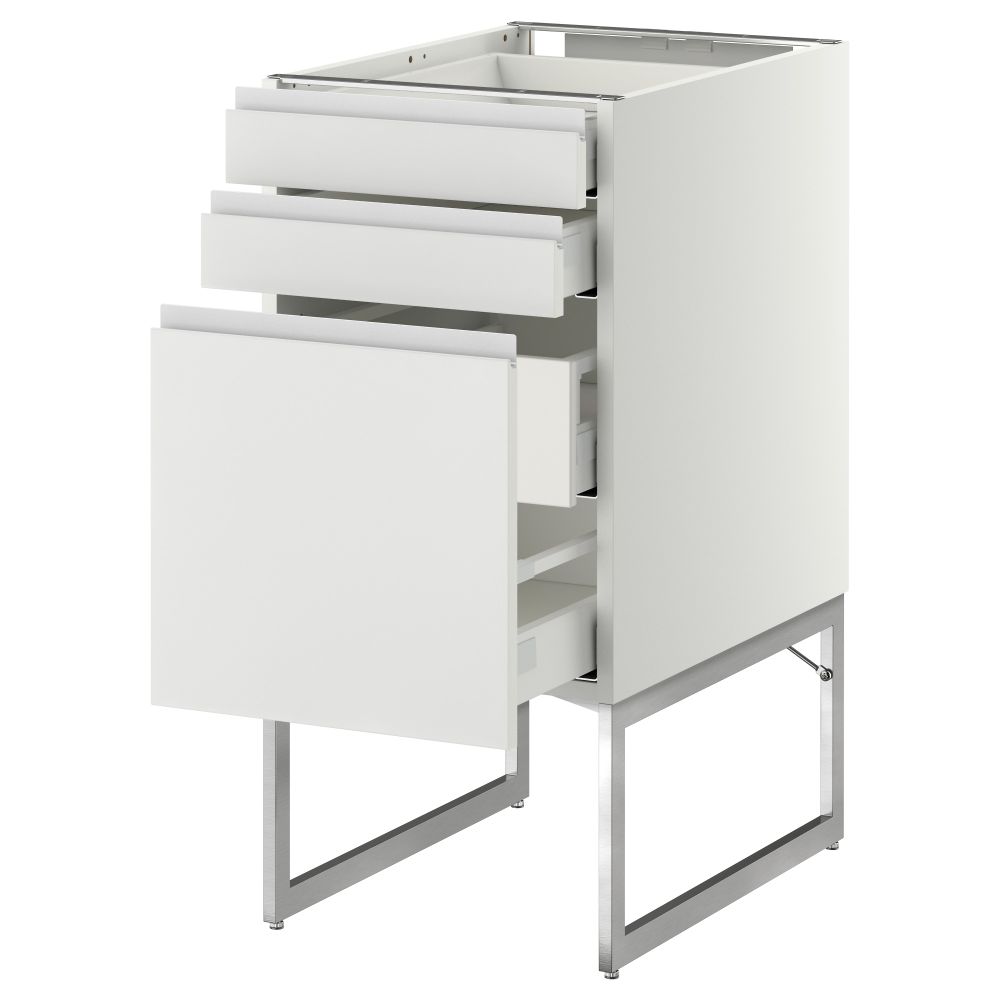 Напольный шкаф 3 фронтальных панели, 2 нижних, 2 средних ящика МЕТОД / МАКСИМЕРА, белый, Нодста белый - схема-чертеж с размерами