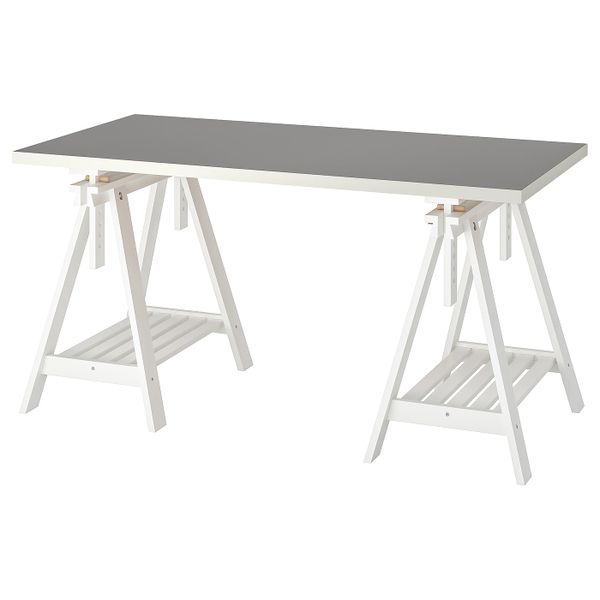 Стол, светло-серый, белый 150x75 см IKEA LINNMON ЛИННМОН / FINNVARD ФИНВАРД 193.313.59 - фото 1
