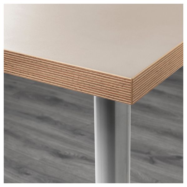 Стол ЛИННМОН / ОЛОВ, бежевый, серебристый (120x60 см) - схема-чертеж с размерами