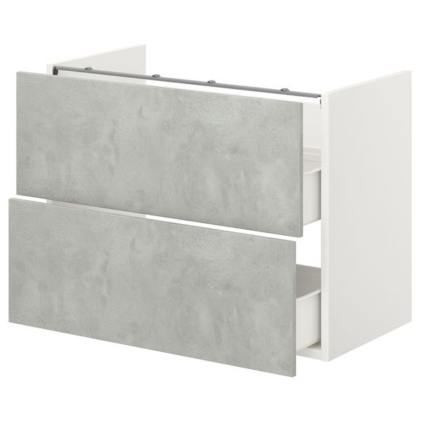 Напольный шкаф для раковины,2 ящика, 80x42x60 см, белый, под бетон IKEA BEGIVENHET БЕГИВЕНХЕТ 393.210.57 - схема-чертеж с размерами