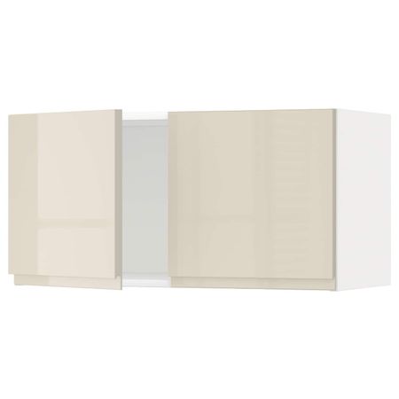 Навесной шкаф с 2 дверями, белый/Воксторп глянцевый светло-бежевый 80x40 см IKEA METOD МЕТОД 192.406.94