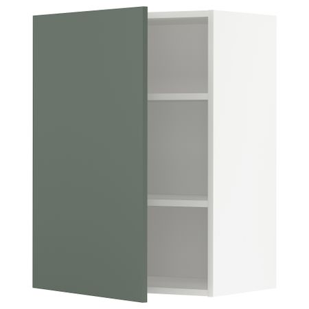 Навесной шкаф с полками, белый, Bodarp серо-зеленый, 60x80 см IKEA METOD МЕТОД 394.679.45