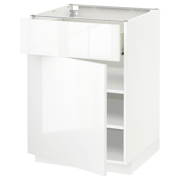 Напольный шкаф с ящиком, дверью МЕТОД / ФОРВАРА, белый, Рингульт белый - схема-чертеж с размерами