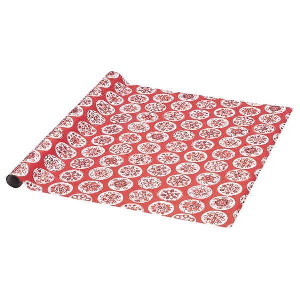 Рулон оберточной бумаги, орнамент «снежинки» красный 3x0.7 м IKEA VINTER 2020 ВИНТЕР 2020 304.715.22 - фото 1