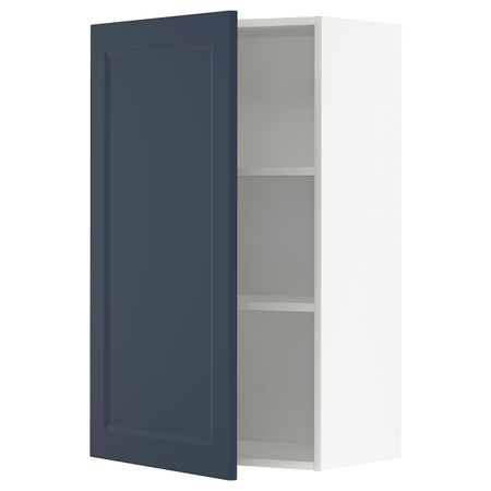 Навесной шкаф с полками, белый Акстад/матовая поверхность синий 60x100 см IKEA METOD МЕТОД 894.463.47