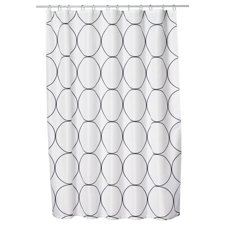 Штора для ванной УДГРУНД, белый/черный (180x200 см)