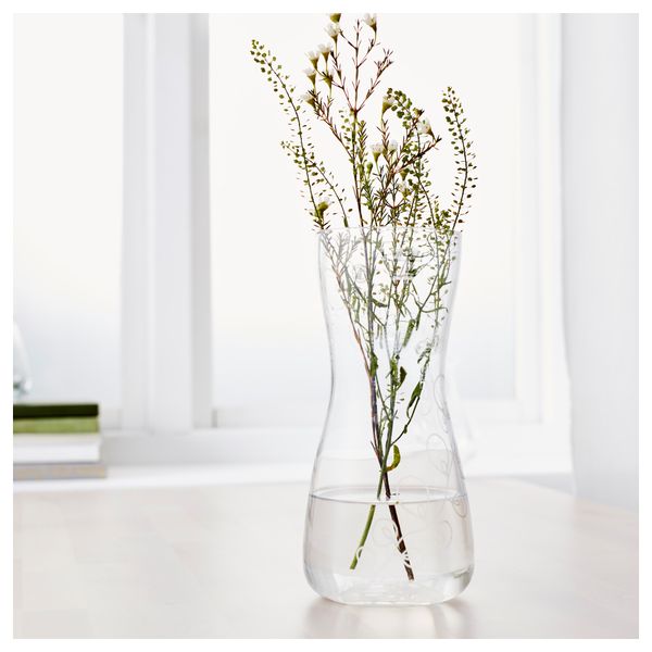 Ваза БЛОМСТЭР, прозрачное стекло, с рисунком (24 см) - фото 2