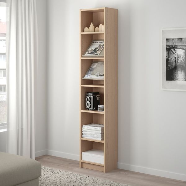 Стеллаж с наклонной полкой, дубовый шпон, беленый/бежевый 40x28x202 см IKEA BILLY БИЛЛИ / BOTTNA БОТТНА 192.846.16 - фото 2