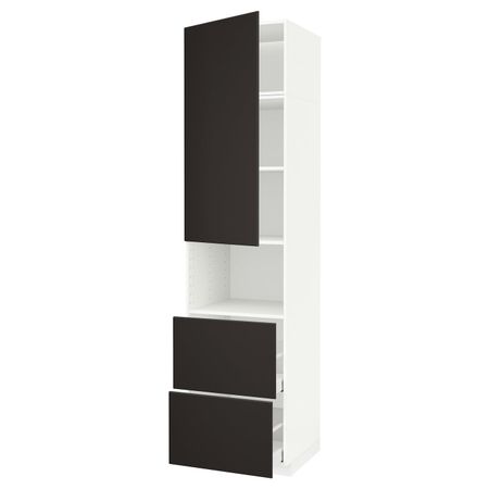 Высокий шкаф для СВЧ/дверца/2ящика, белый/Кунгсбакка антрацит 60x60x240 см IKEA METOD МЕТОД / MAXIMERA МАКСИМЕРА 894.472.43