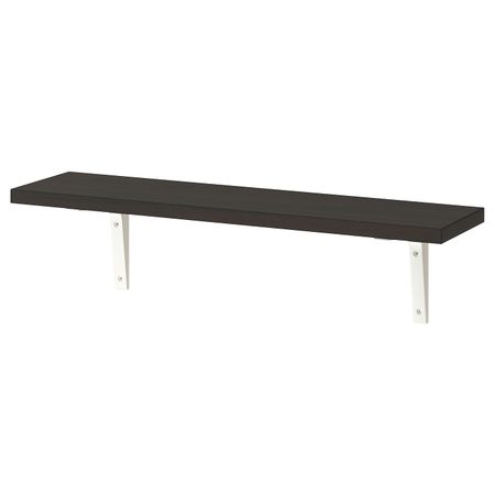 Полка навесная, коричнево-чёрный, белый, 80x20 см IKEA БЕРГСХУЛЬТ / ЭКБИ СТЁДИС 792.906.43