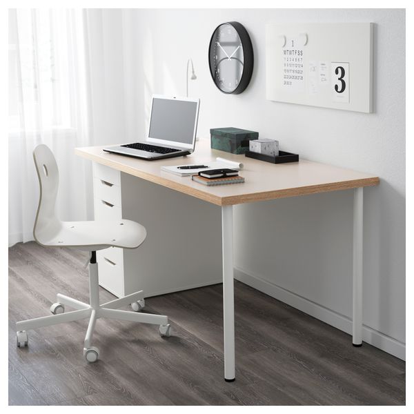 Стол ЛИННМОН / АЛЕКС, бежевый, белый (150x75 см) - фото 2