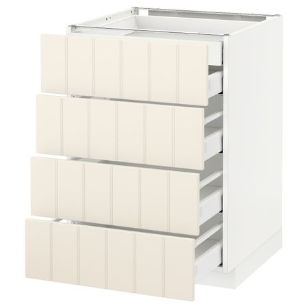 Напольный шкаф 4 фронтальных, 2 низких, 3 средних ящ, белый/Хитарп белый с оттенком 60x60 см IKEA METOD МЕТОД / MAXIMERA