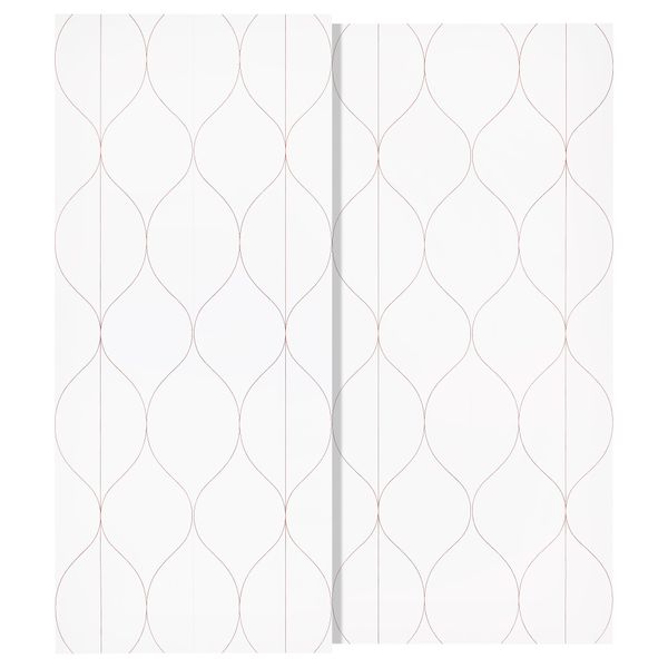 Пара раздвижных дверей СВОРКМО, сетчатый орнамент белый, оранжевый - схема-чертеж с размерами