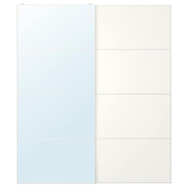 Пара раздвижных дверей, зеркальное стекло/белый 200x236 см IKEA AULI АУЛИ / MEHAMN МЕХАМН 293.288.13 - фото 1