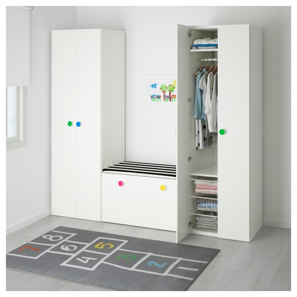 Комбинация для хранения со скамьей СТУВА / ФОЛЬЯ, белый (210x50x192 см) - схема-чертеж с размерами