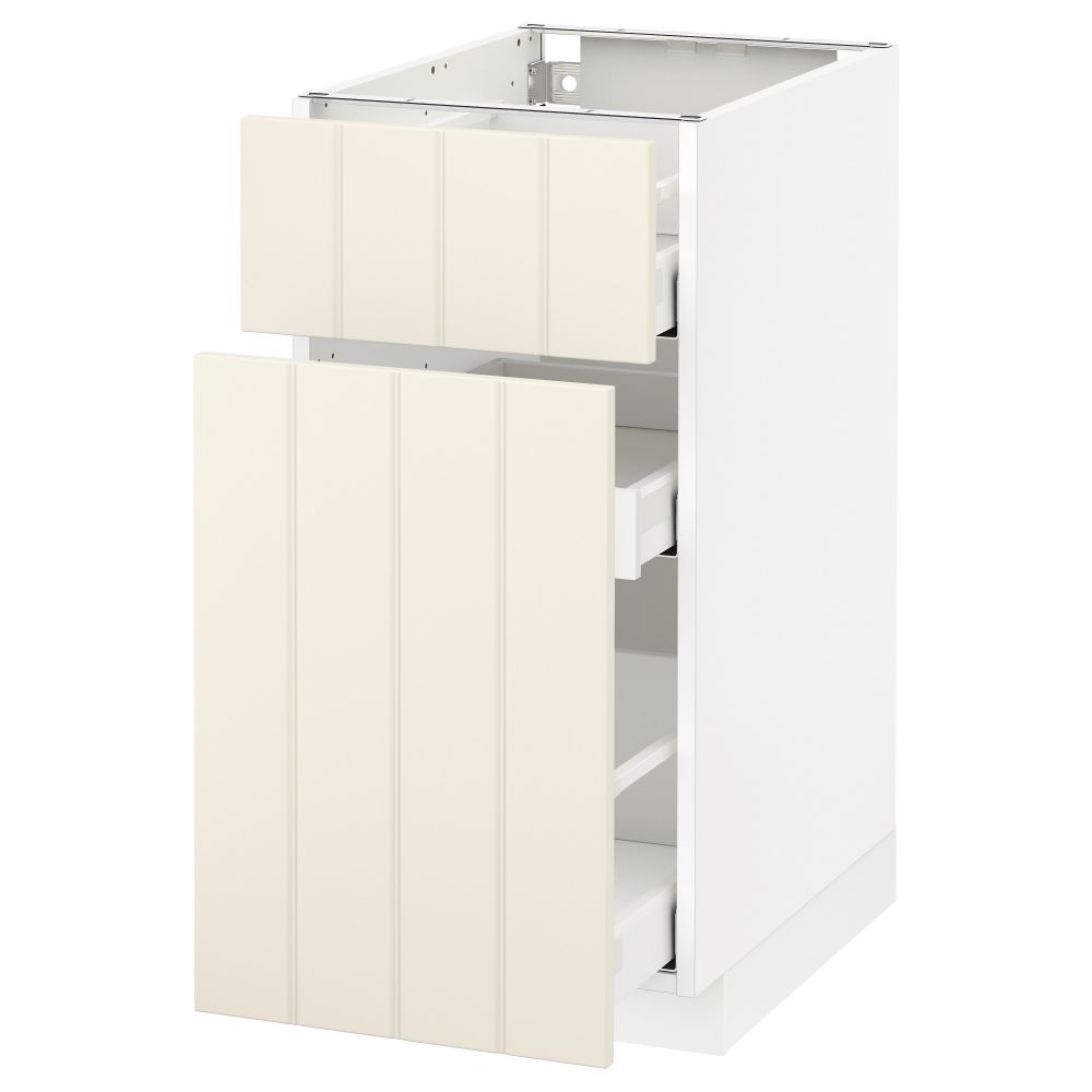 Напольный шкаф, выдвижной секцией, ящик МЕТОД / МАКСИМЕРА, белый, Хитарп белый с оттенком - схема-чертеж с размерами