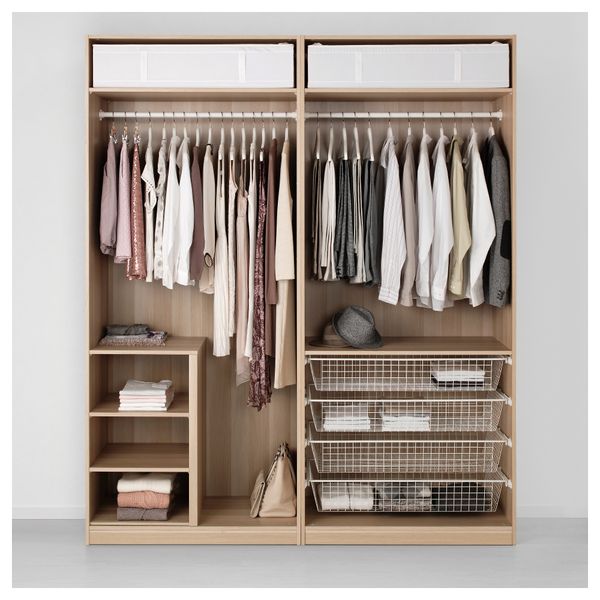 Гардероб ПАКС, под беленый дуб, Нексус Викедаль (200x60x236 см) - схема-чертеж с размерами