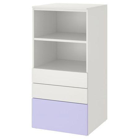 SMÅSTAD / PLATSA Стеллаж - белый сиреневый/с 3 ящиками 60x57x123 см